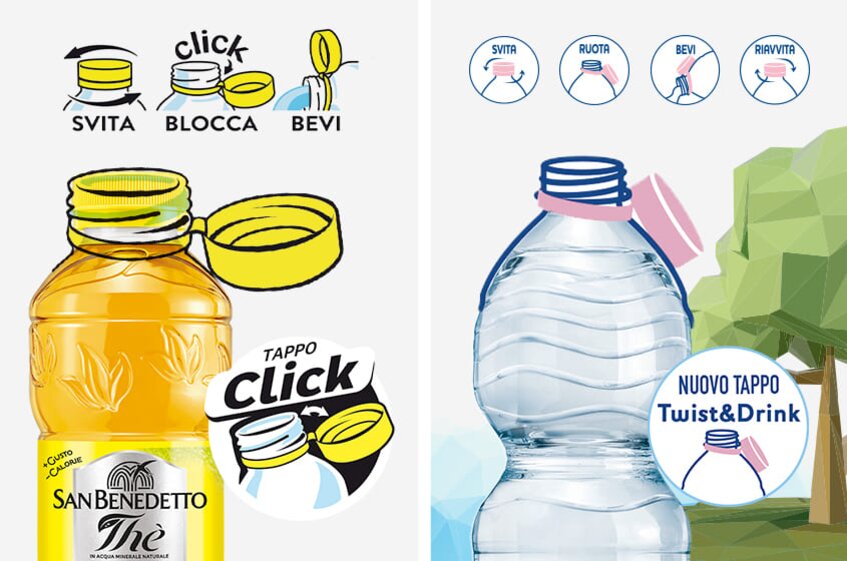 Tappo attaccato alla bottiglia